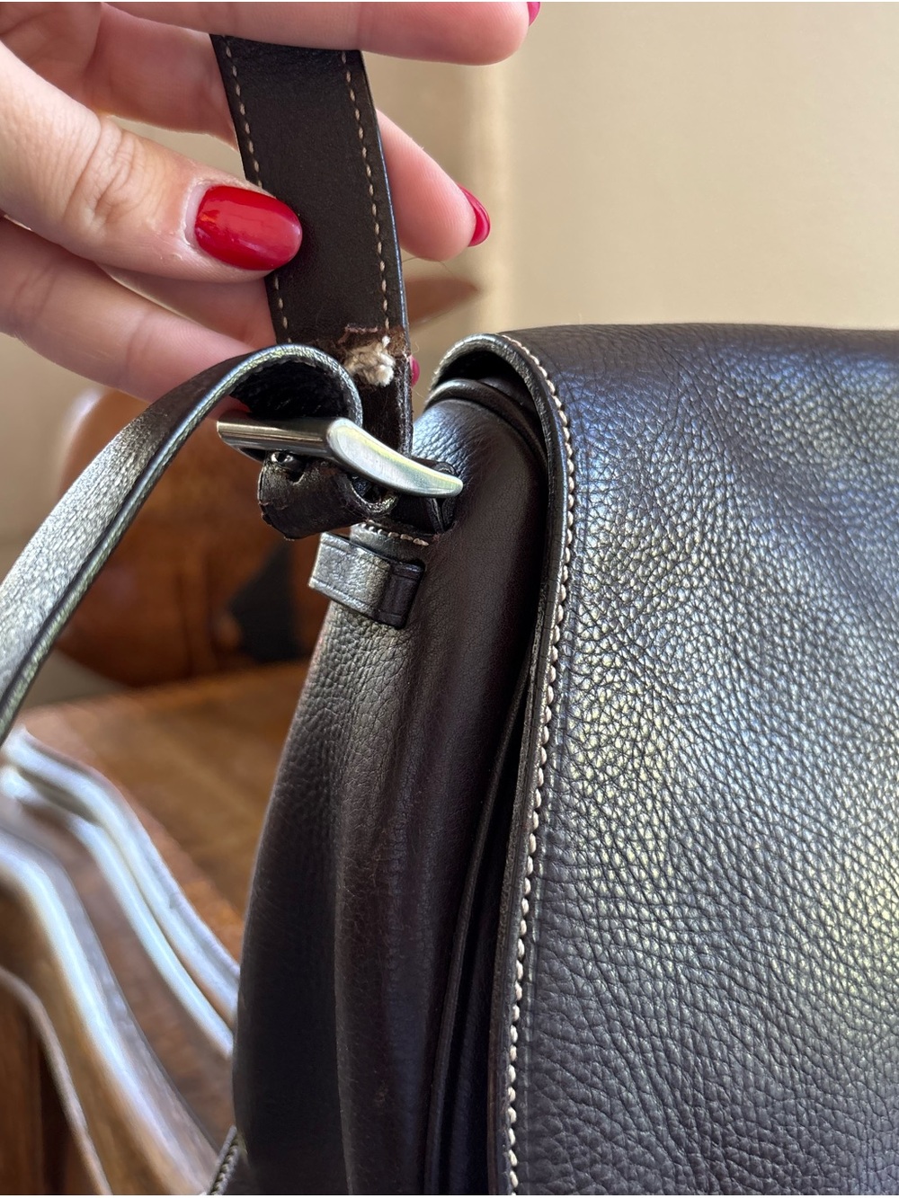 Prada Dark Brown Pebbled Leather crossbody Bag - Picture 5 of 10